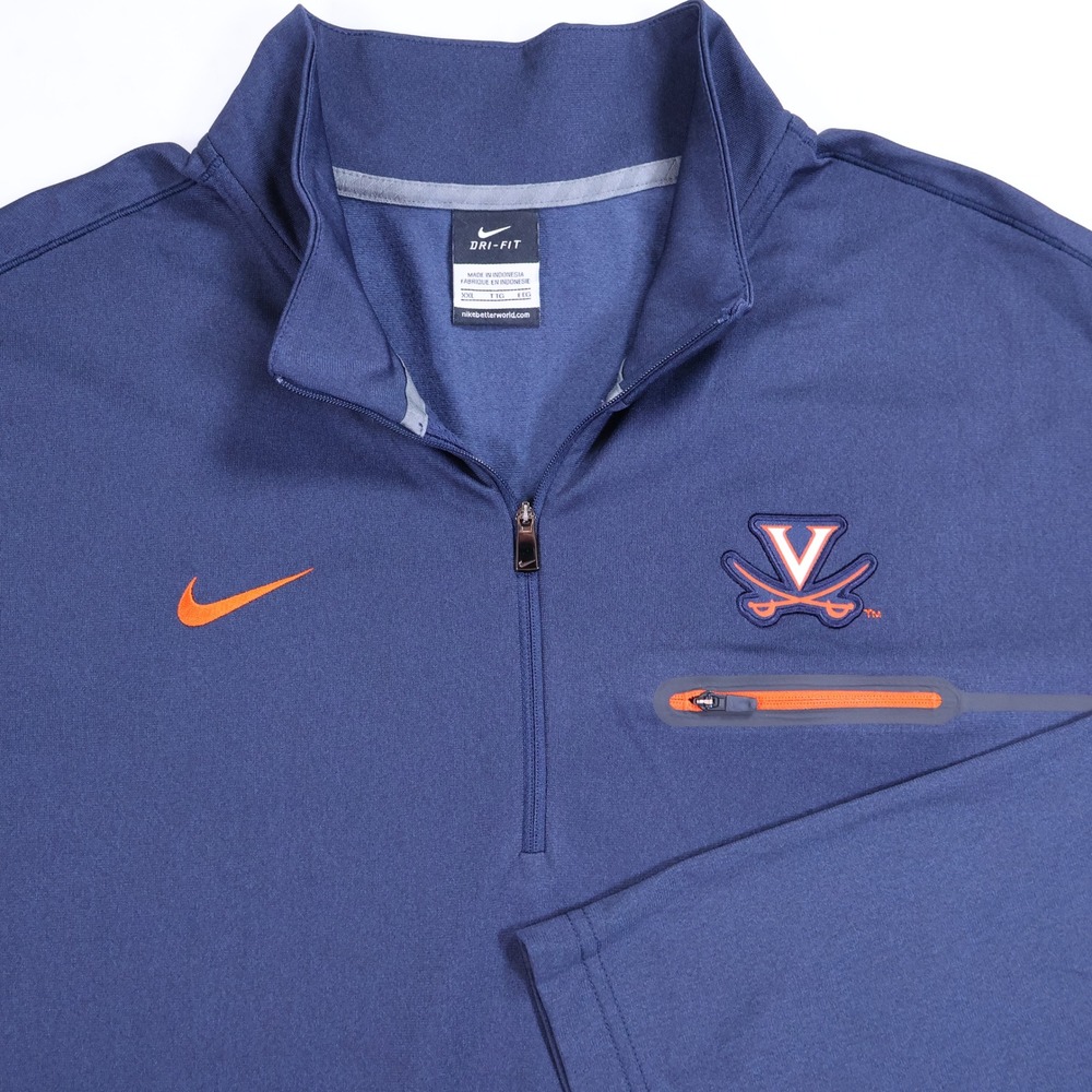 Nike Virginia Cavaliers Mens XXL Navy Blue Dri-FIT Quarter Zip Pullover Jacket